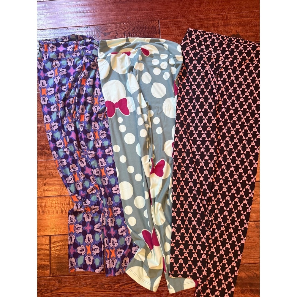 CUTE! Disney Leggings Bundle Mickey Minnie Mouse Lot of 3 OS Small-medium